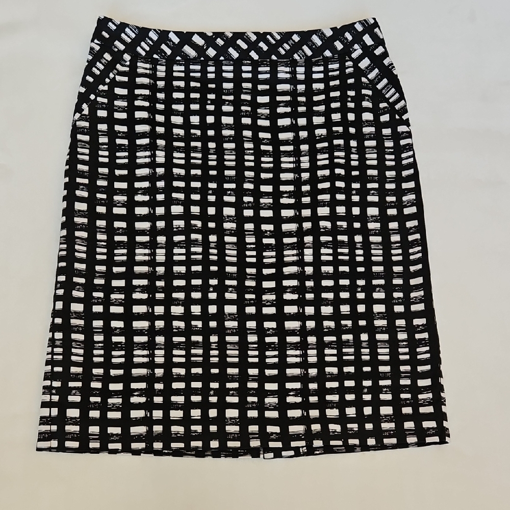 Jacob Black and White Grid Pencil Skirt